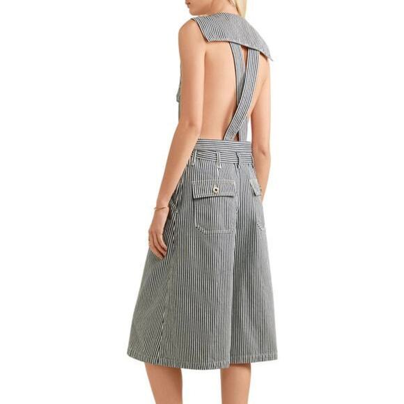 Open-back Striped Cotton Jumpsuit - Picture 2 of 8